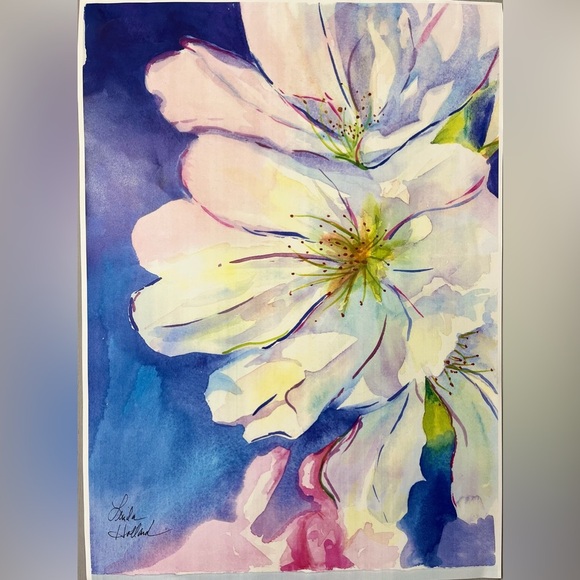 Floral Watercolor Art Print From Original Painting‎ Signed By The Artist - Picture 1 of 7